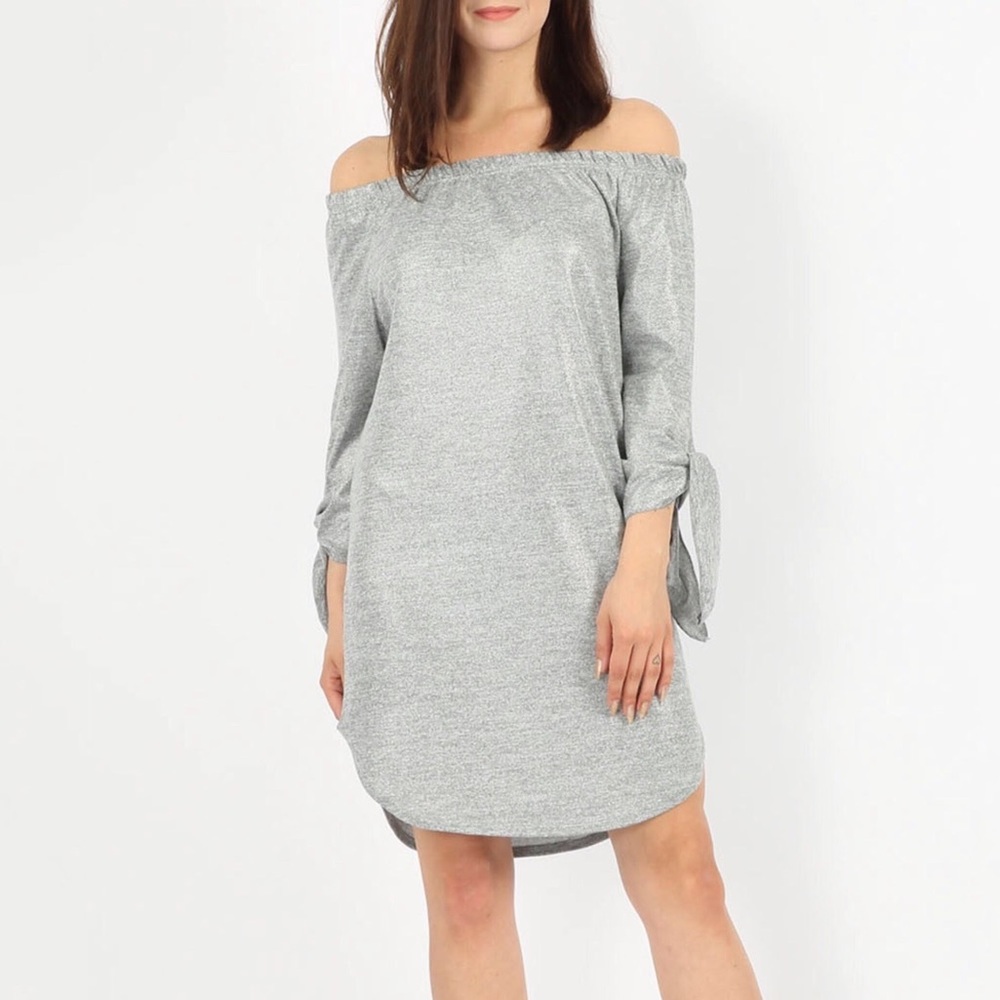 Off the Shoulder Knit Sweater Dress - Picture 4 of 15